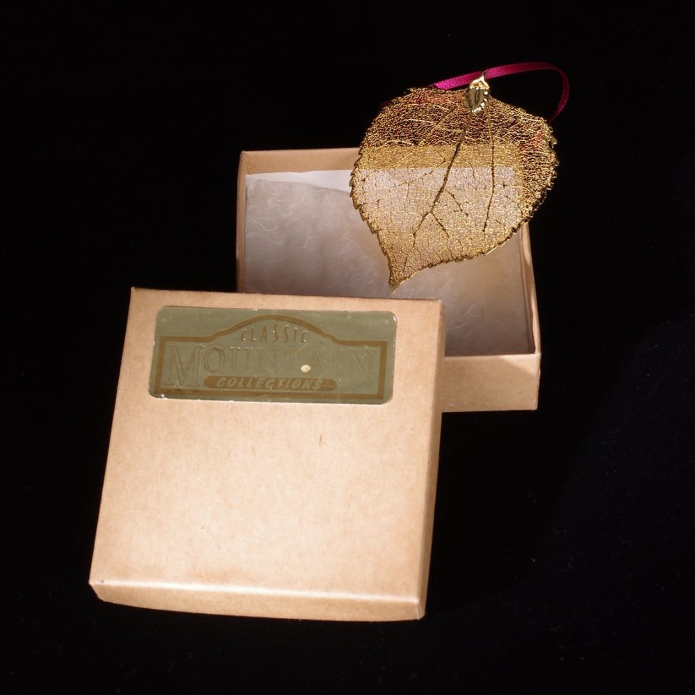 24k gold plated Aspen leaf pendant/ornament